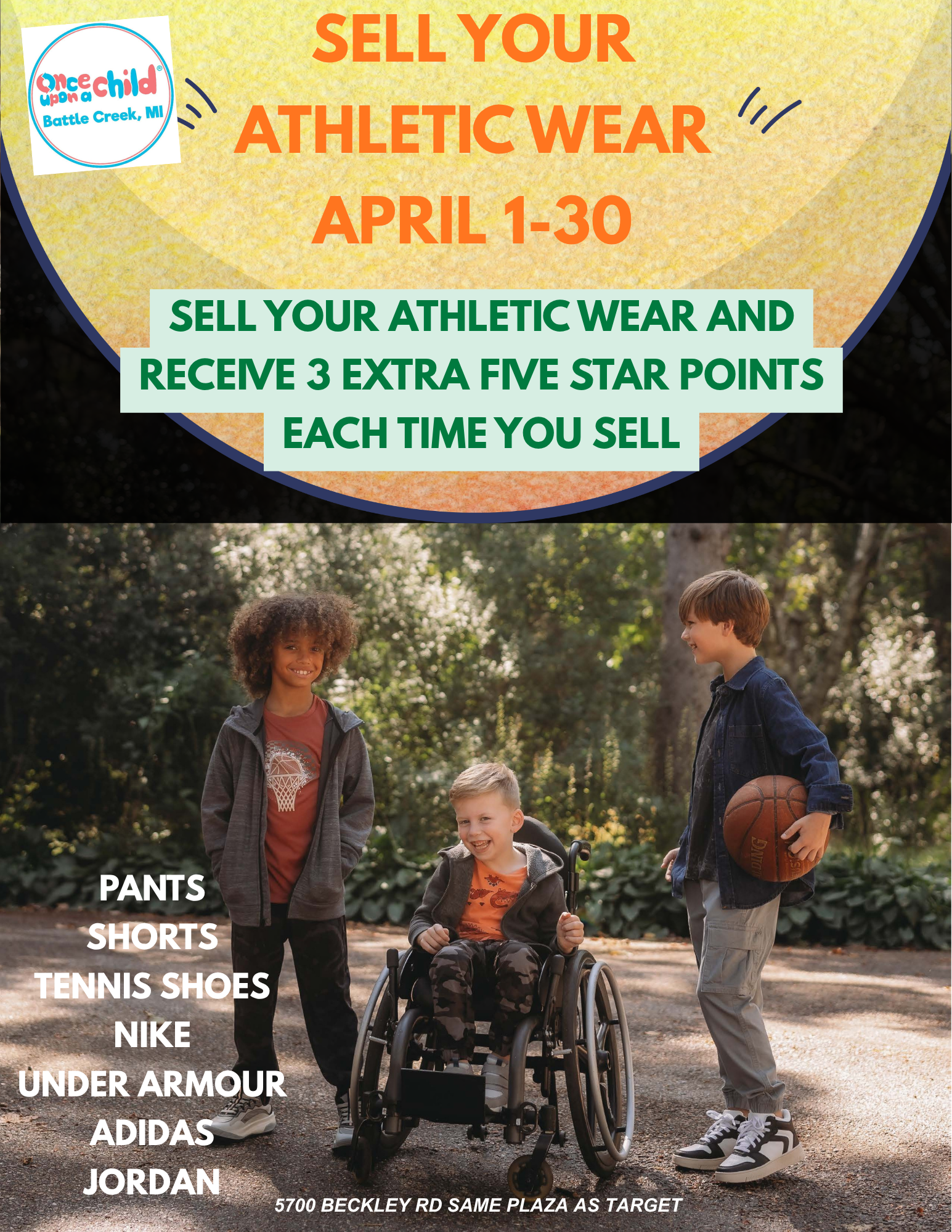 Sell you Athletic wear to us and get the next size up